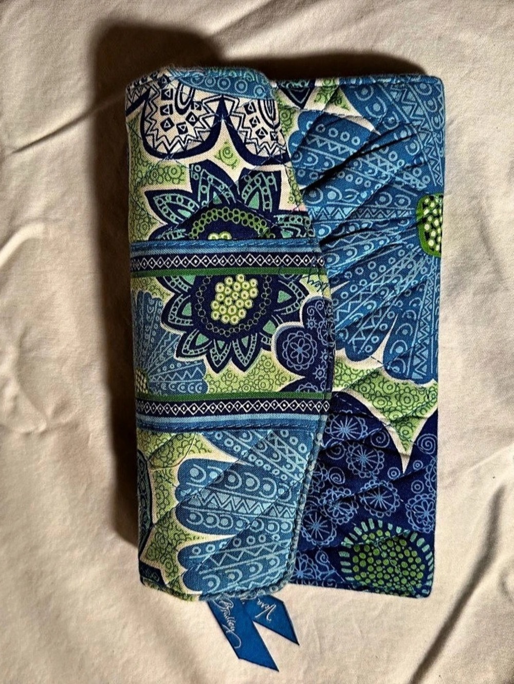 Vera Bradley All-In-One Trifold Wallet Blue & Green